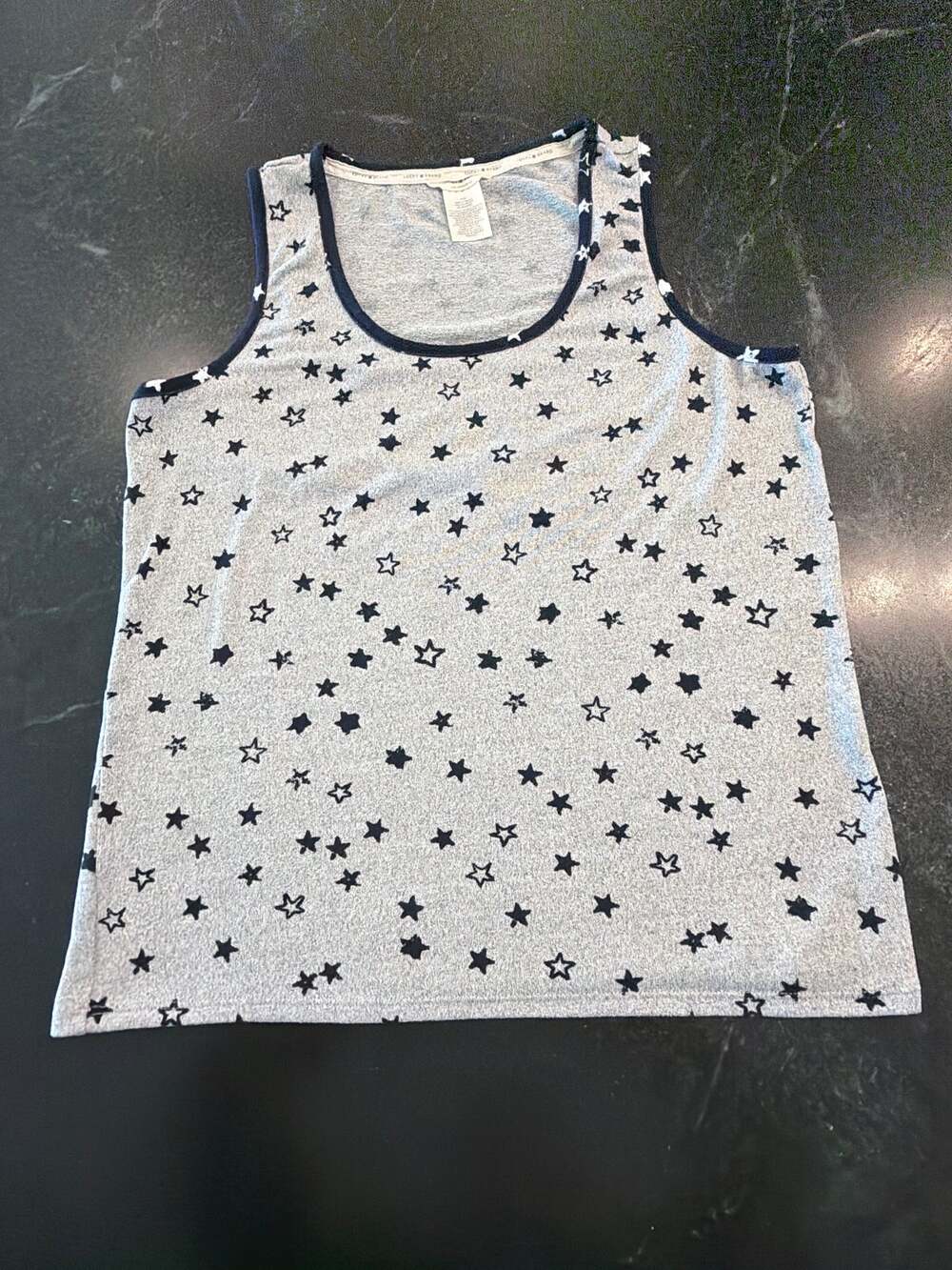 Lucky Brand ladies tank top gray/navy stars M (very soft)